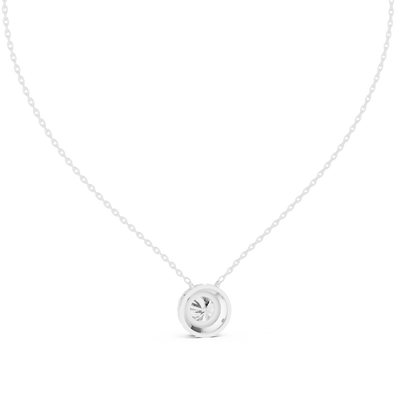 Round halo diamond pendant in gold with lab grown diamonds by Signora Jewels