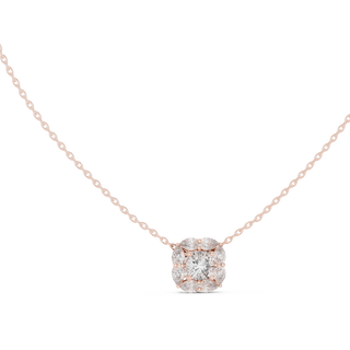 cushion diamond cluster pendant in rose gold