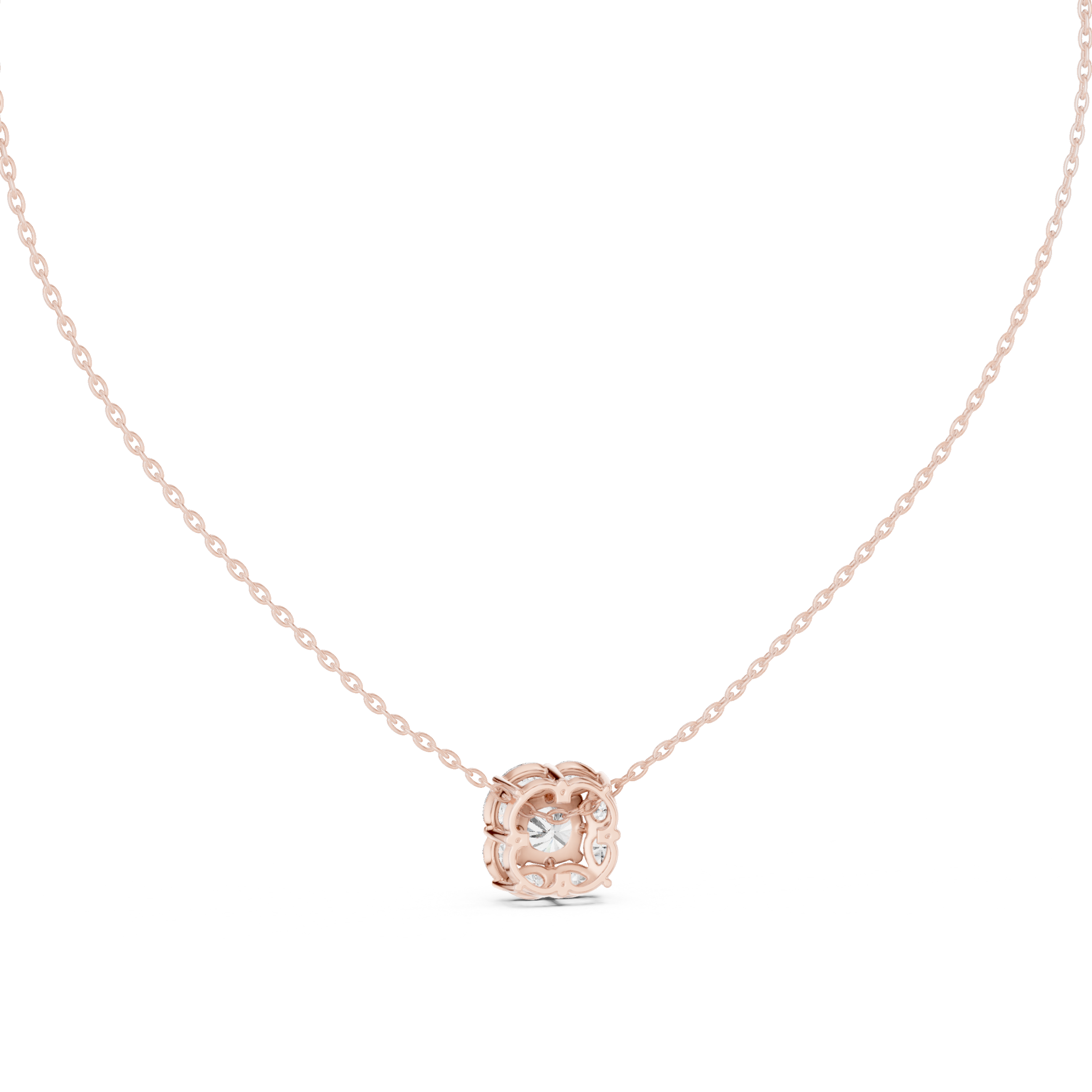 Cushion cut halo diamond pendant in gold with pear cut lab grown diamonds by Signora Jewels