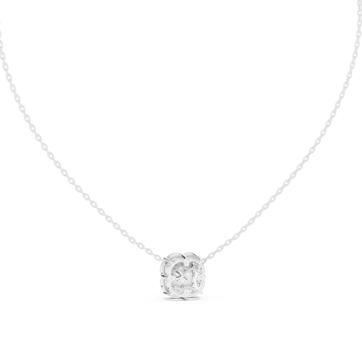 Cushion cut halo diamond pendant in gold with pear cut lab grown diamonds by Signora Jewels