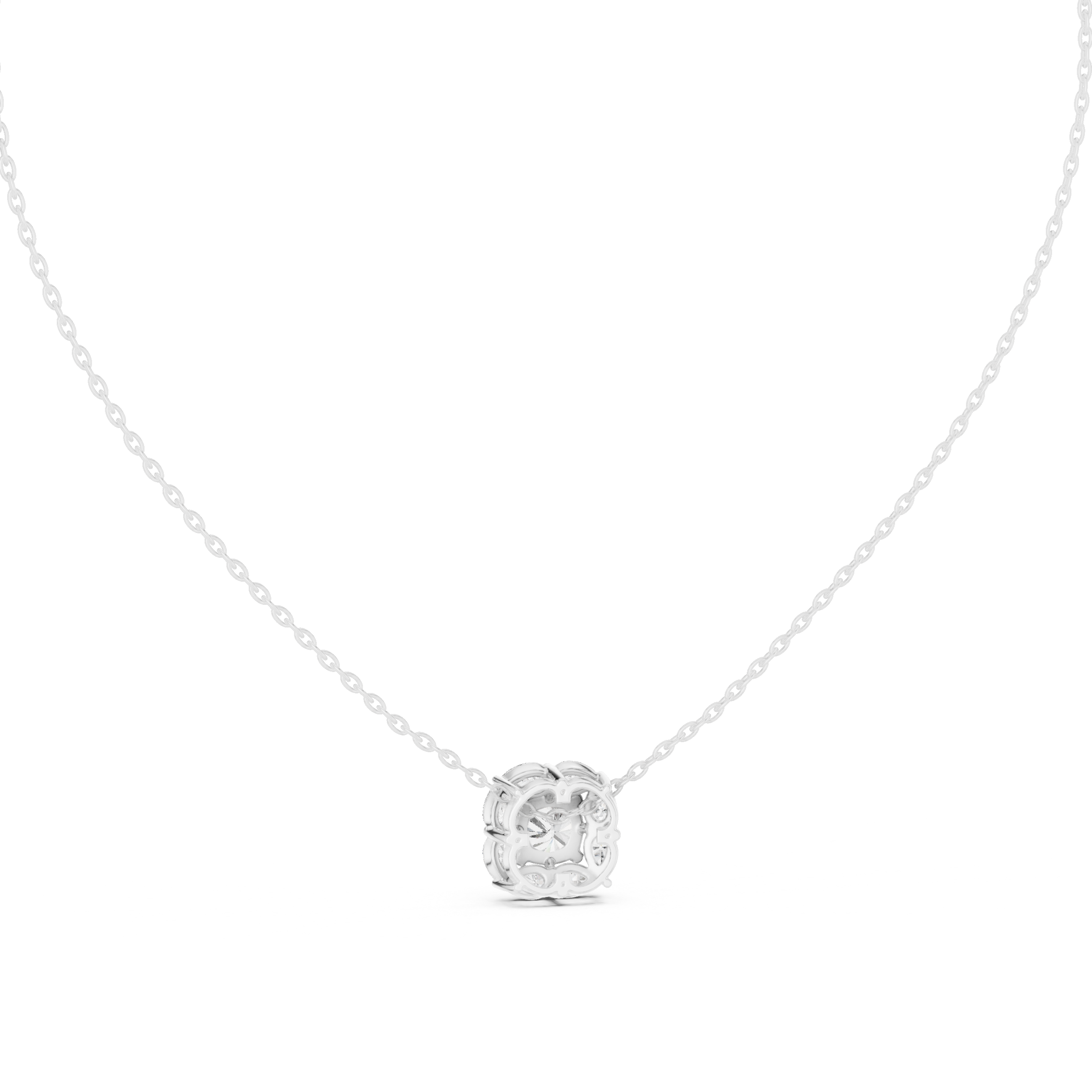 Cushion cut halo diamond pendant in gold with pear cut lab grown diamonds by Signora Jewels