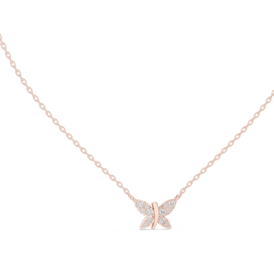 butterfly diamond pendant in rose gold