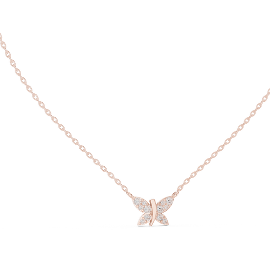 butterfly diamond pendant in rose gold