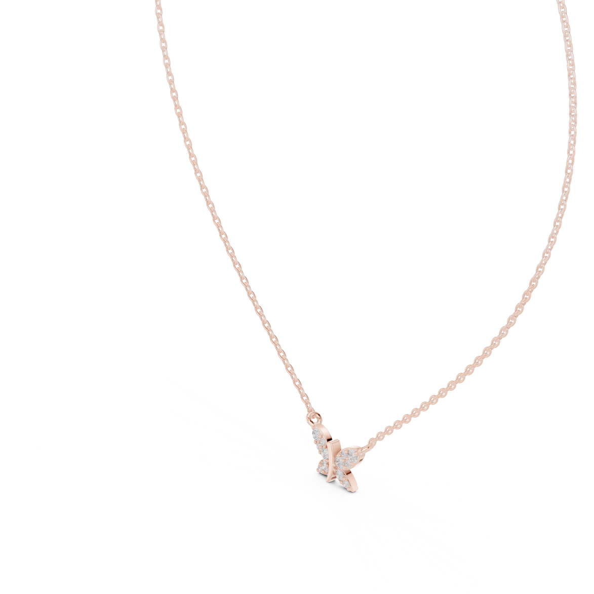 Butterfly diamond pendant in gold with lab grown diamonds by Signora Jewels
