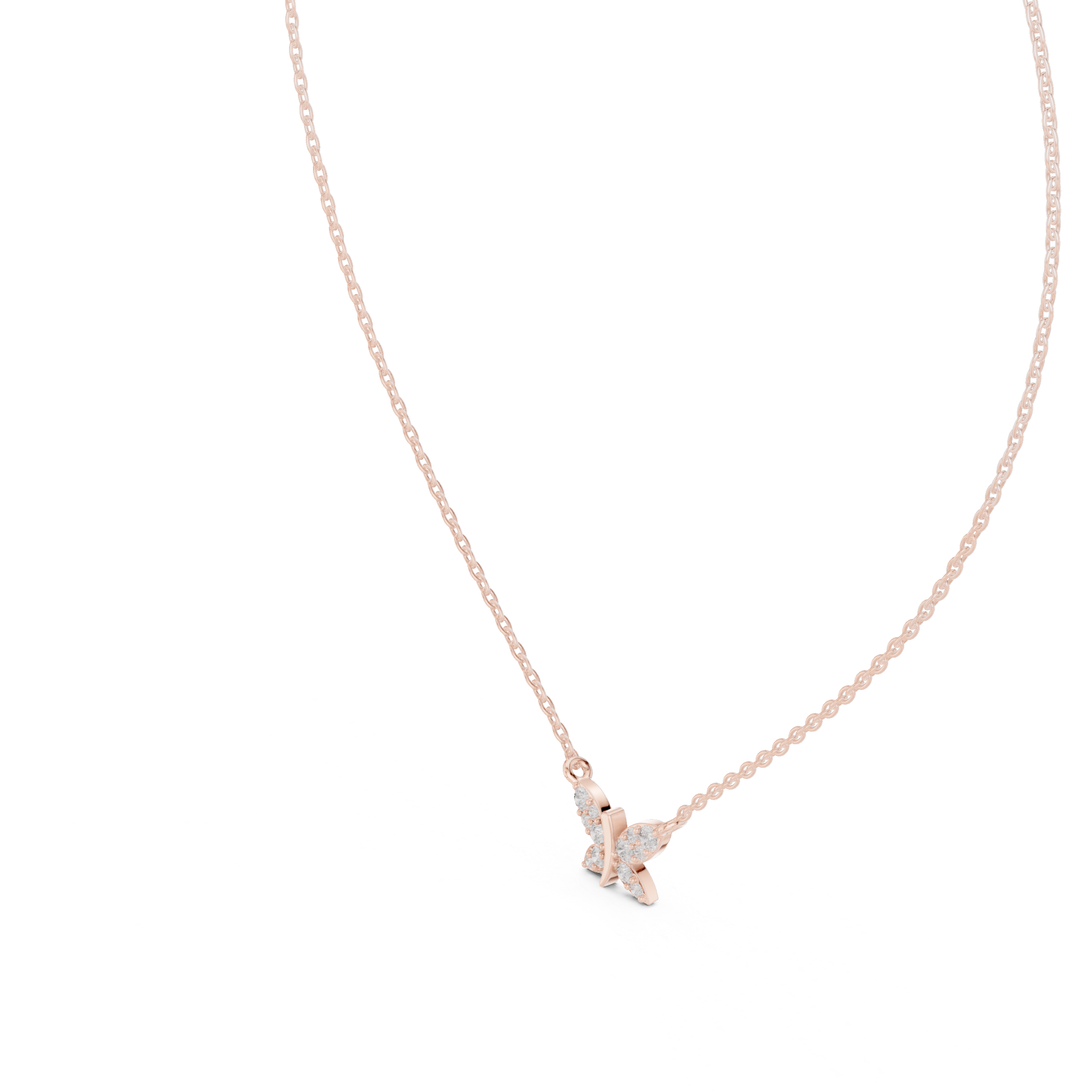 Butterfly diamond pendant in gold with lab grown diamonds by Signora Jewels