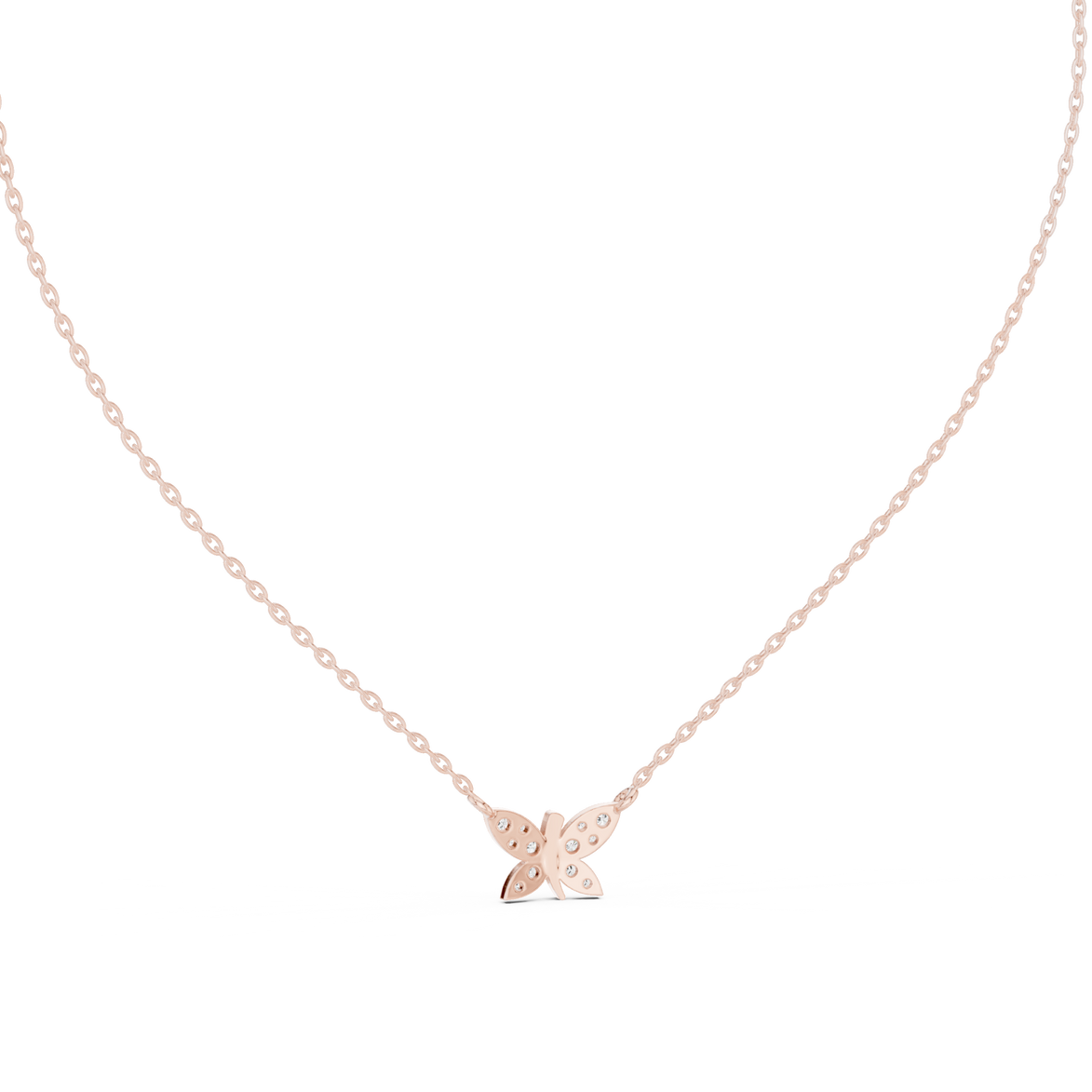 Butterfly diamond pendant in gold with lab grown diamonds by Signora Jewels