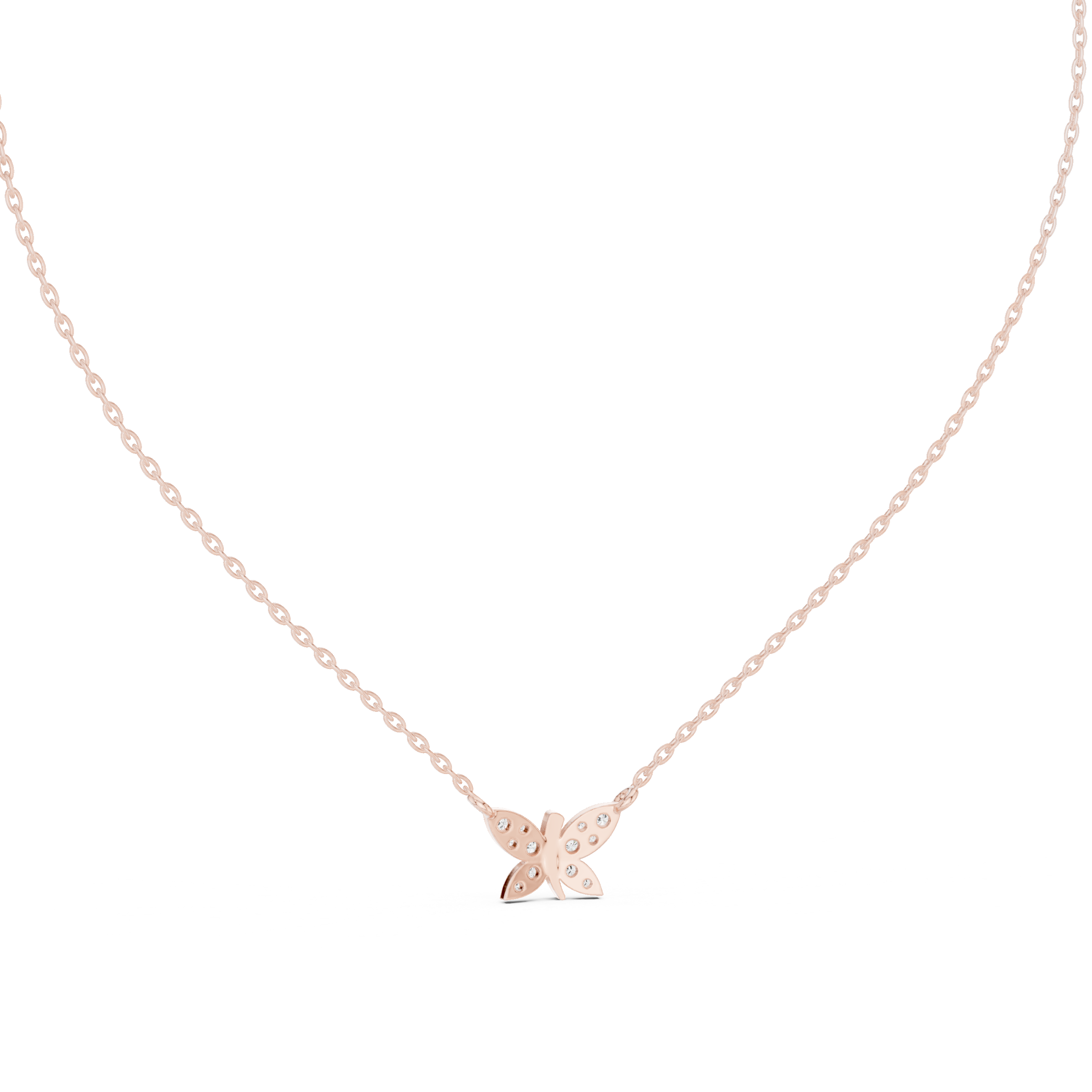 Butterfly diamond pendant in gold with lab grown diamonds by Signora Jewels
