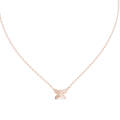 Butterfly diamond pendant in gold with lab grown diamonds by Signora Jewels