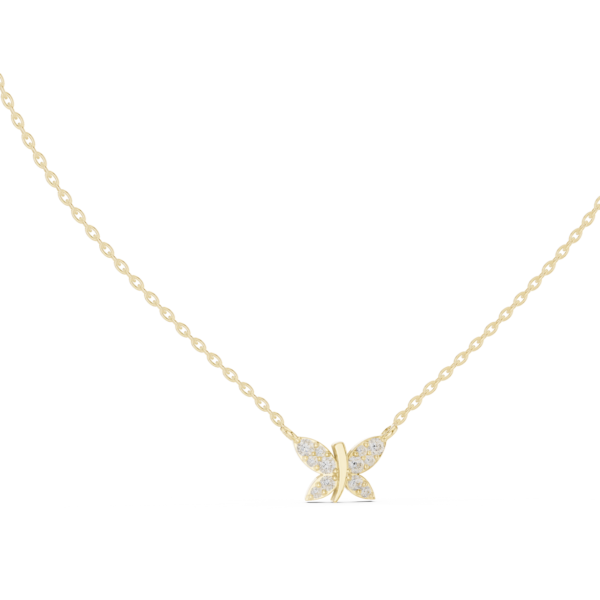Butterfly diamond pendant in gold with lab grown diamonds by Signora Jewels