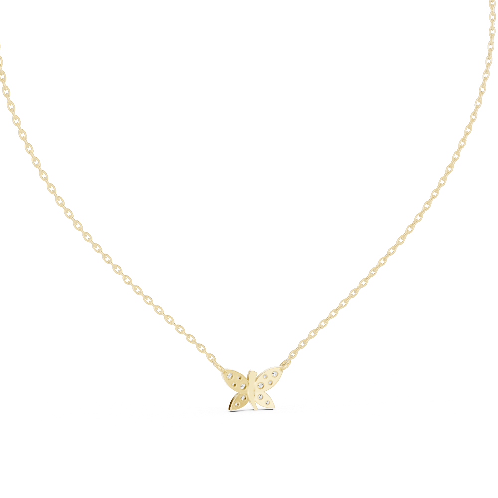 Butterfly diamond pendant in gold with lab grown diamonds by Signora Jewels