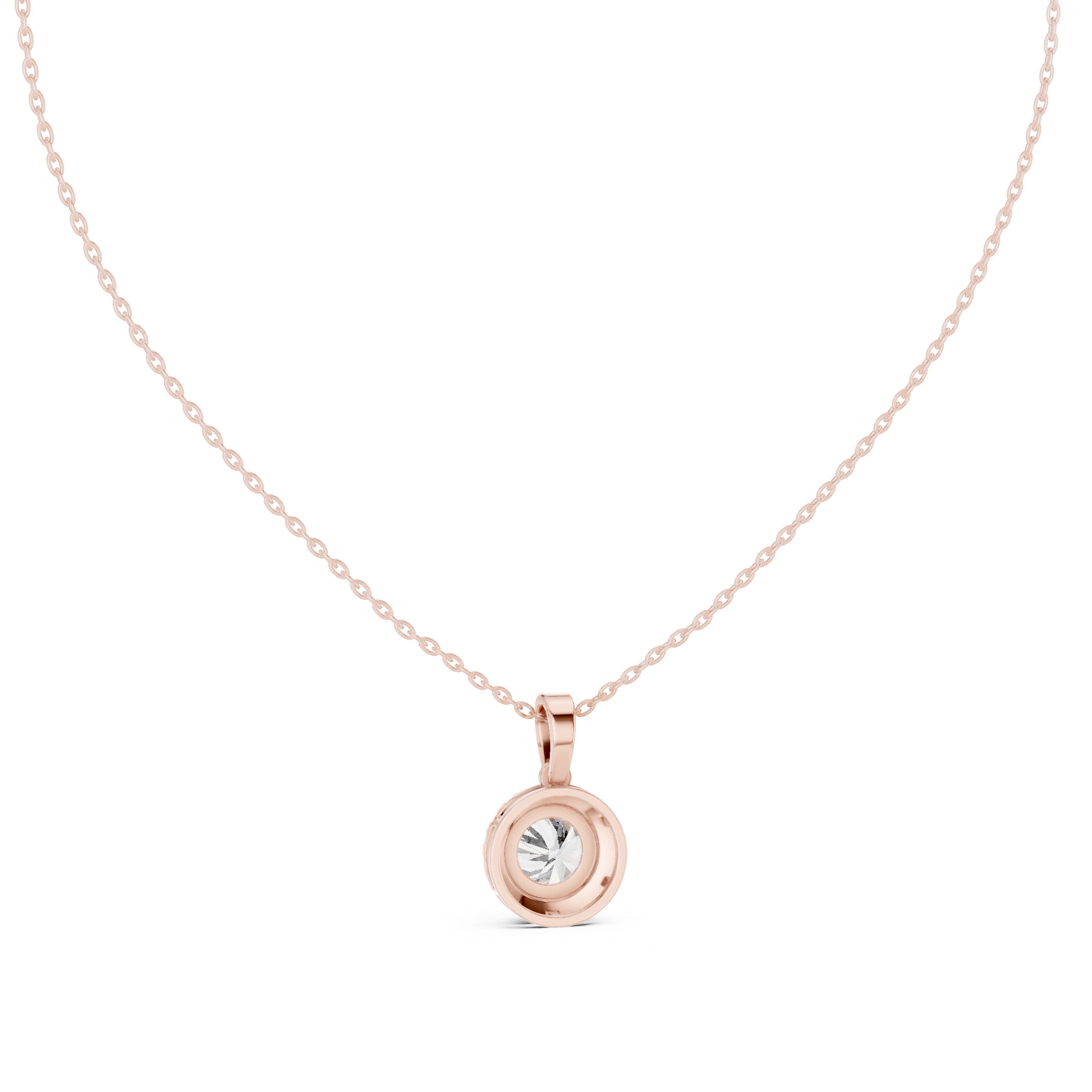 Minimal round halo diamond pendant in gold with lab grown diamonds by Signora Jewels