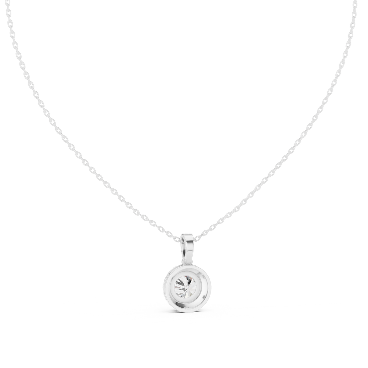 Minimal round halo diamond pendant in gold with lab grown diamonds by Signora Jewels