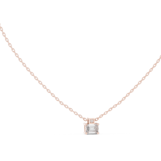 emerald cut diamond pendant in rose gold