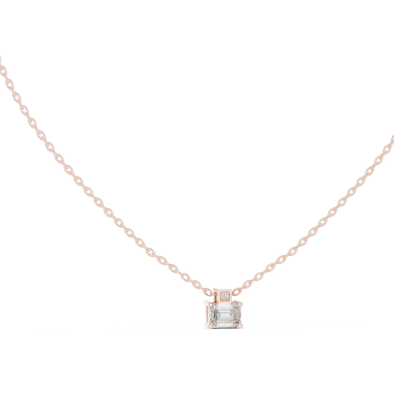 emerald cut diamond pendant in rose gold