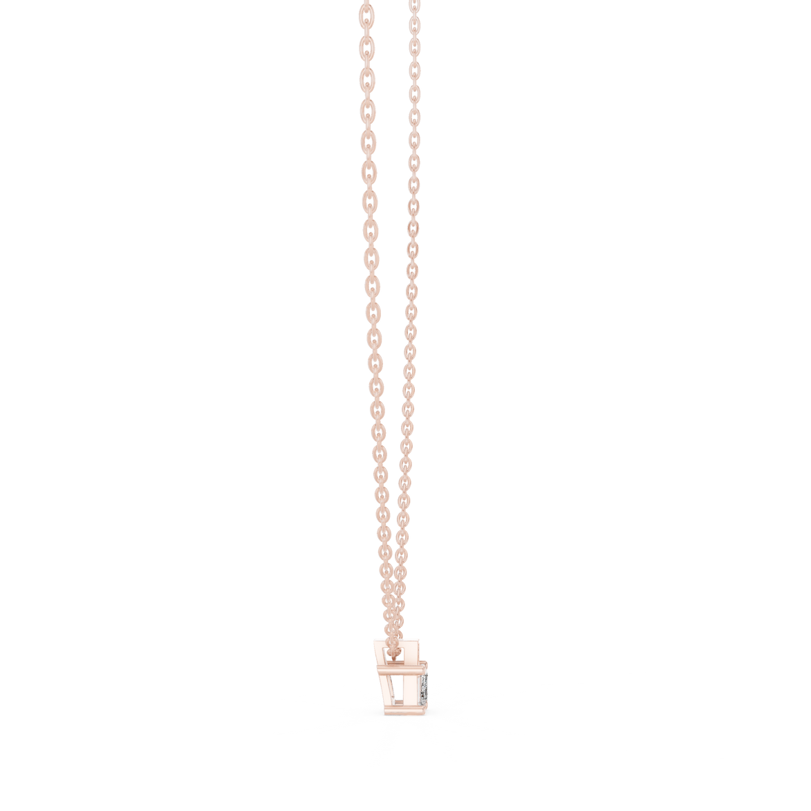 Minimal emerald cut solitaire diamond pendant in gold with lab grown diamond by Signora Jewels