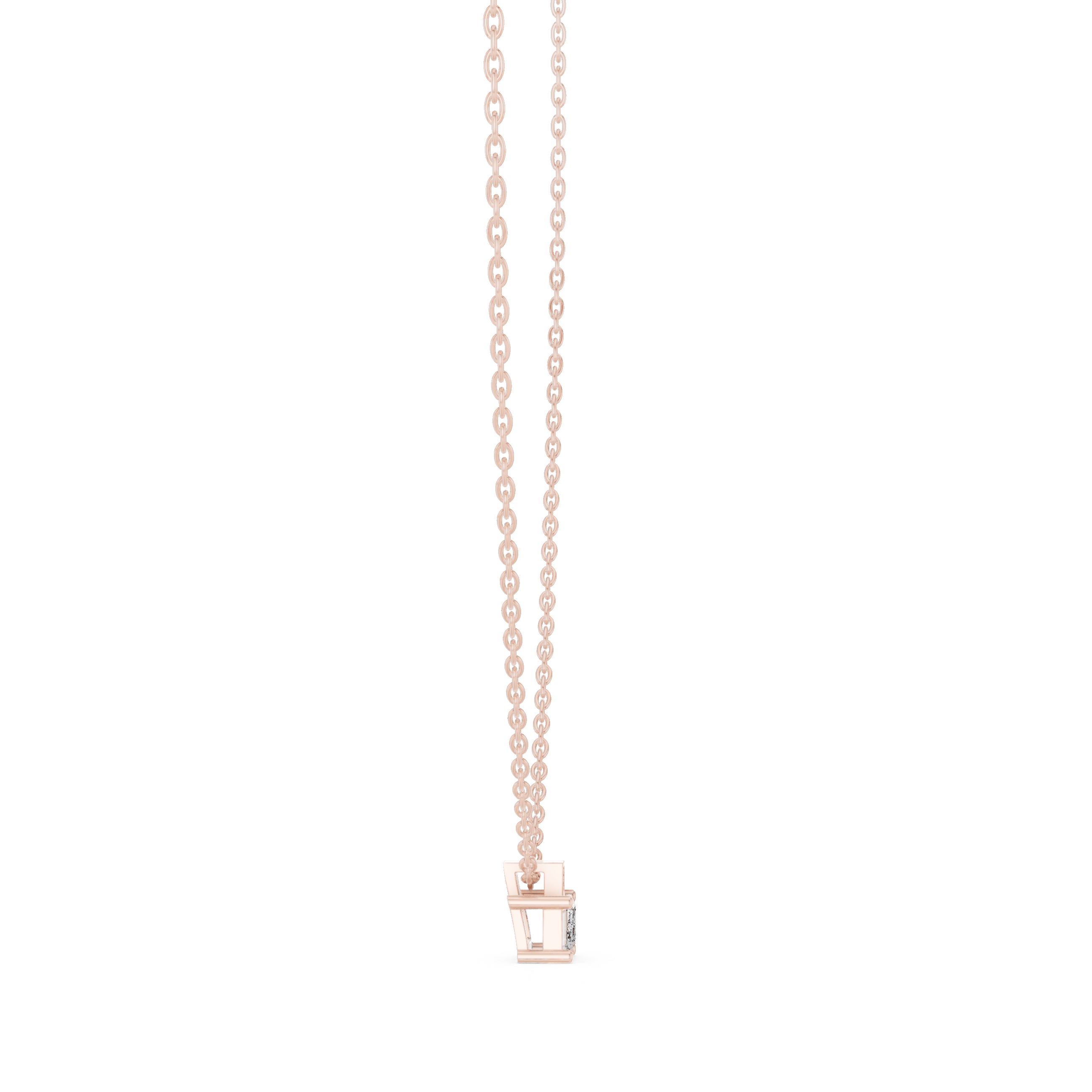 Minimal emerald cut solitaire diamond pendant in gold with lab grown diamond by Signora Jewels