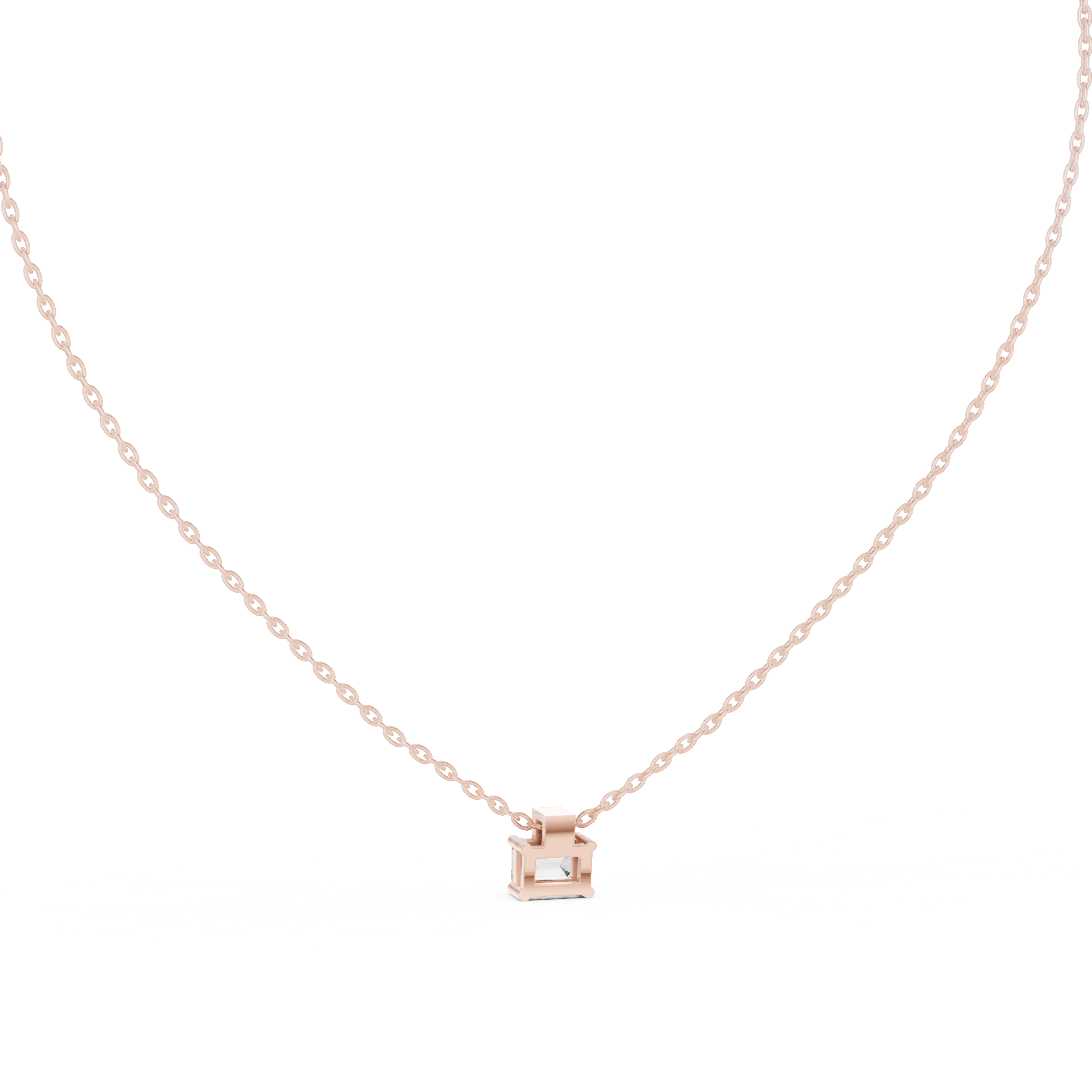 Minimal emerald cut solitaire diamond pendant in gold with lab grown diamond by Signora Jewels