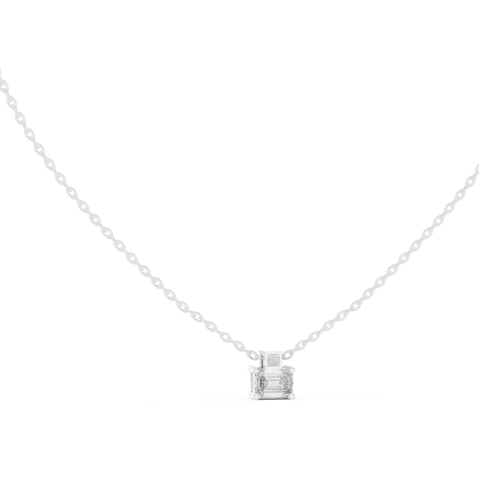 Minimal emerald cut solitaire diamond pendant in gold with lab grown diamond by Signora Jewels