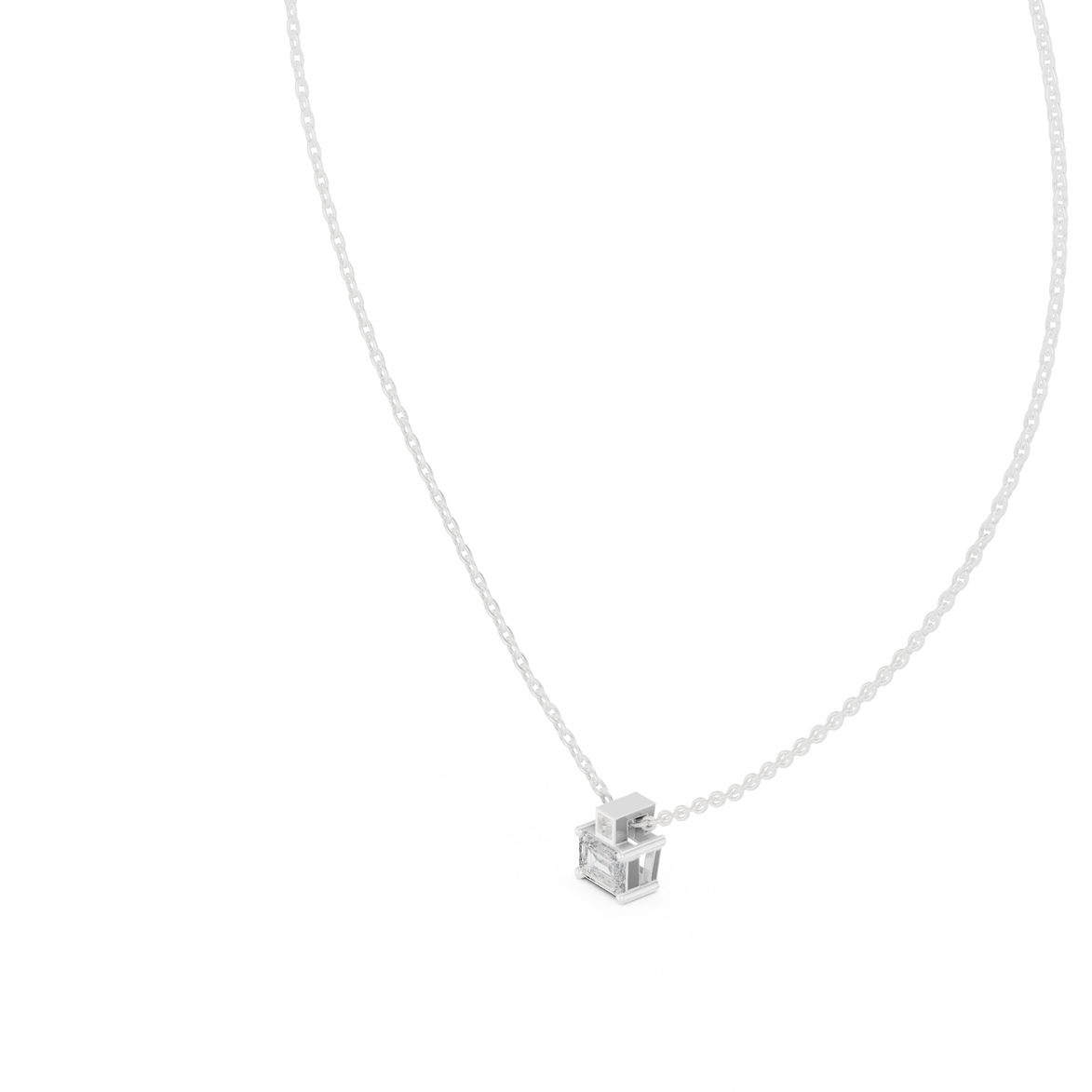 Minimal emerald cut solitaire diamond pendant in gold with lab grown diamond by Signora Jewels