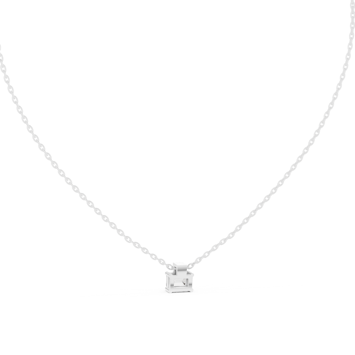 Minimal emerald cut solitaire diamond pendant in gold with lab grown diamond by Signora Jewels