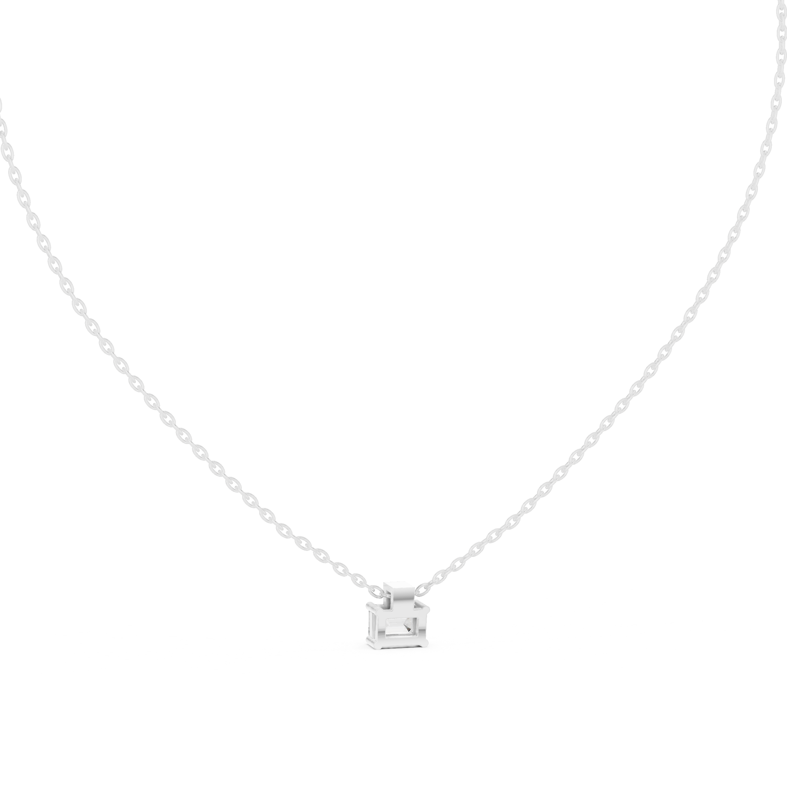 Minimal emerald cut solitaire diamond pendant in gold with lab grown diamond by Signora Jewels