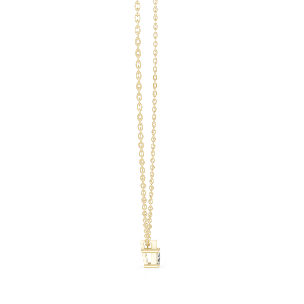 Minimal emerald cut solitaire diamond pendant in gold with lab grown diamond by Signora Jewels