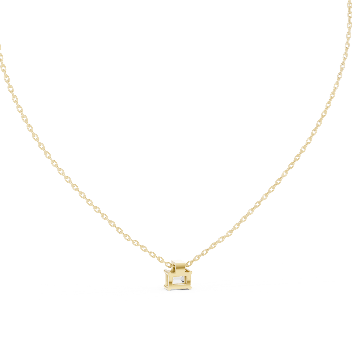 Minimal emerald cut solitaire diamond pendant in gold with lab grown diamond by Signora Jewels