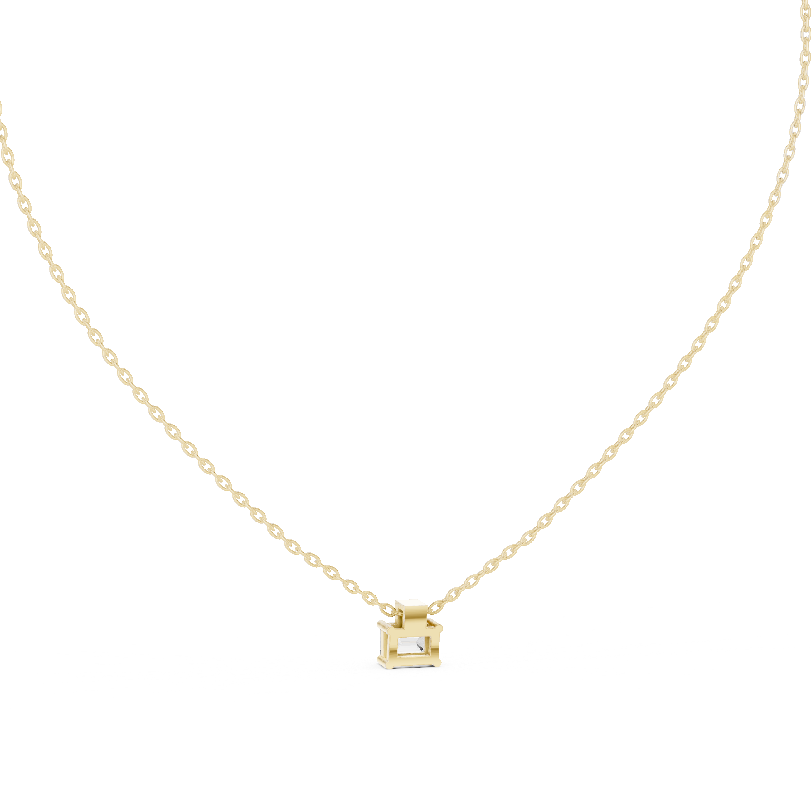 Minimal emerald cut solitaire diamond pendant in gold with lab grown diamond by Signora Jewels