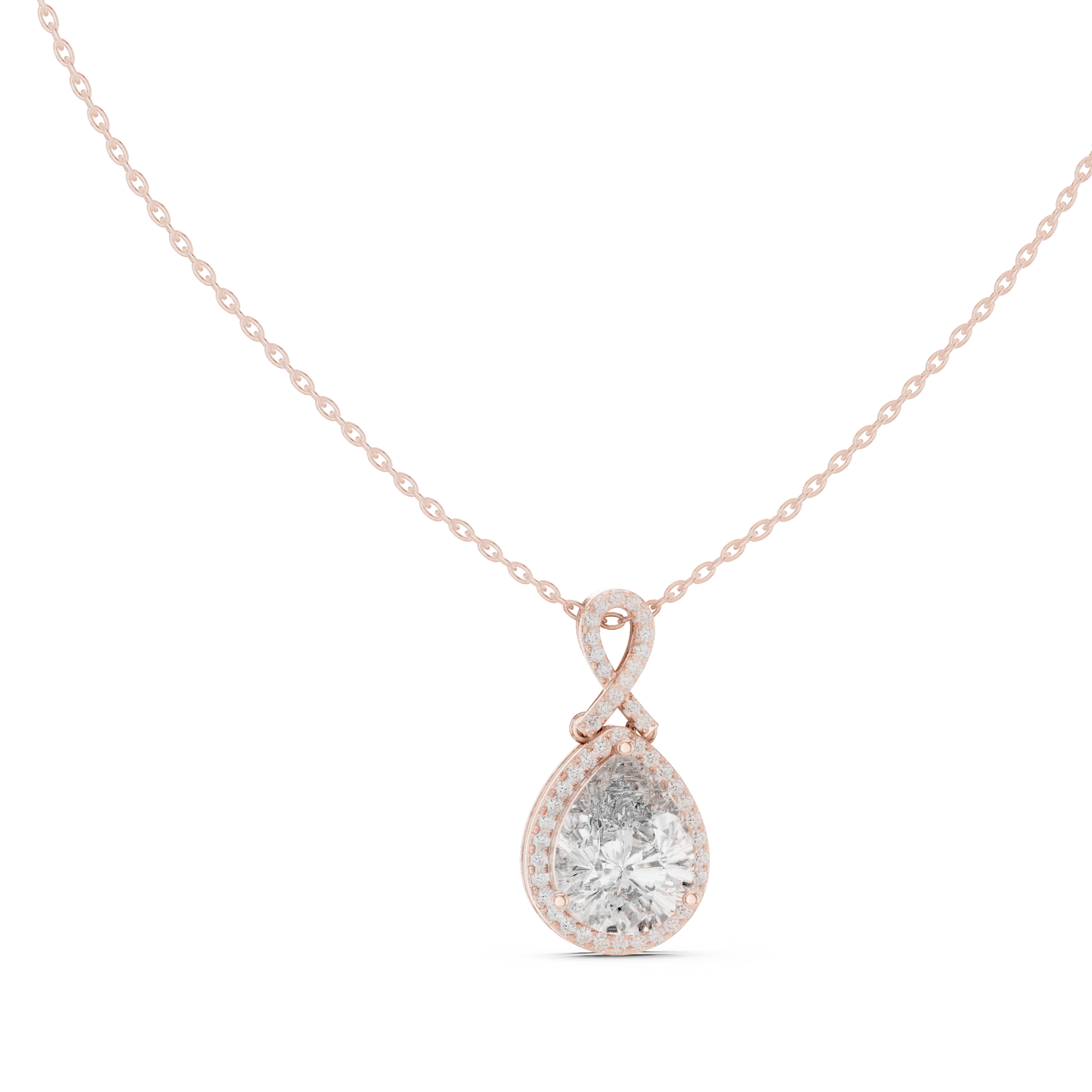 Elegant pear halo diamond pendant in gold with lab grown diamonds by Signora Jewels