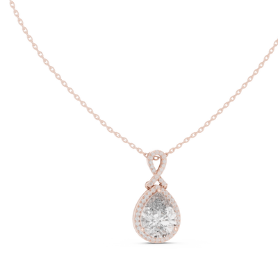 Elegant pear halo diamond pendant in gold with lab grown diamonds by Signora Jewels