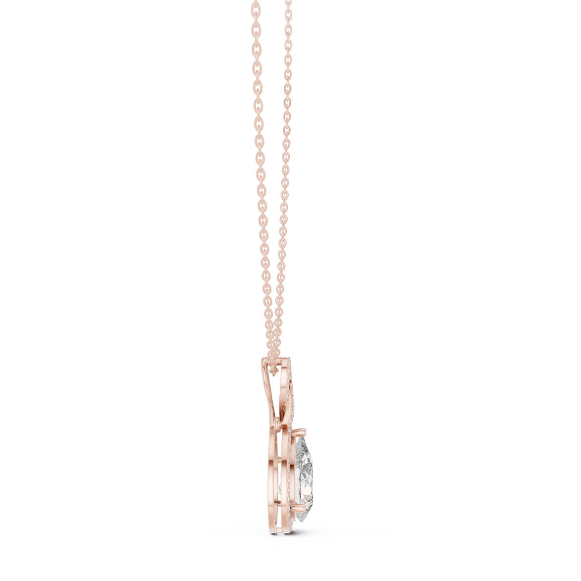 Elegant pear halo diamond pendant in gold with lab grown diamonds by Signora Jewels