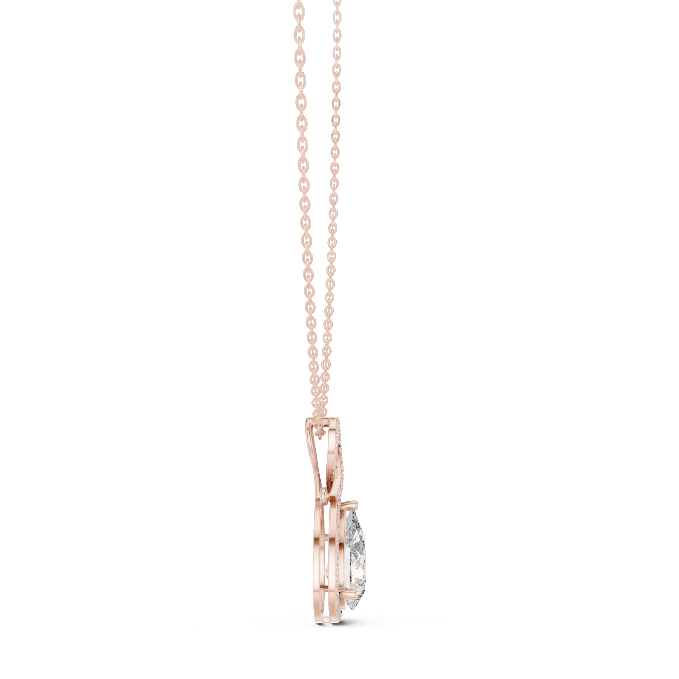 Elegant pear halo diamond pendant in gold with lab grown diamonds by Signora Jewels