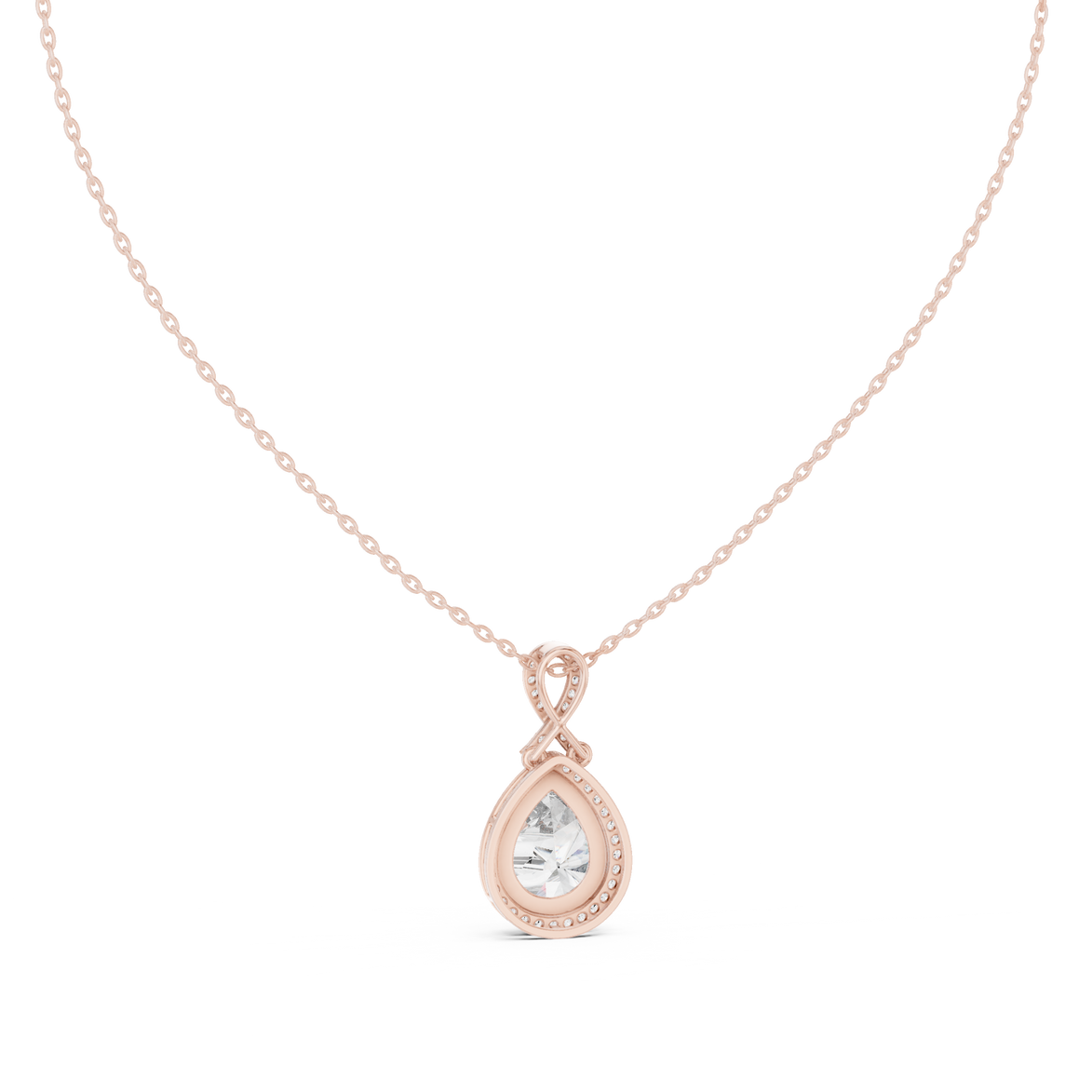 Elegant pear halo diamond pendant in gold with lab grown diamonds by Signora Jewels