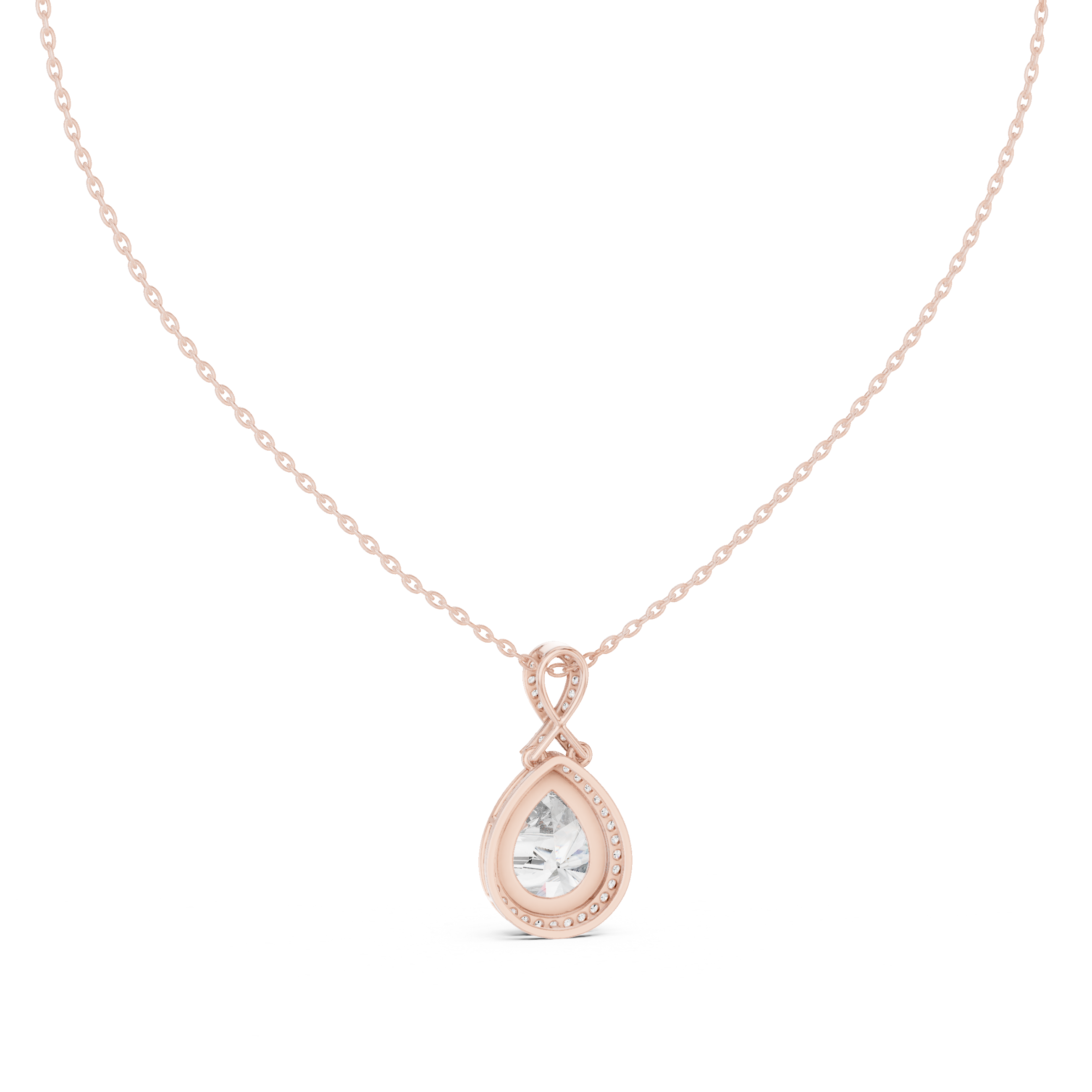 Elegant pear halo diamond pendant in gold with lab grown diamonds by Signora Jewels