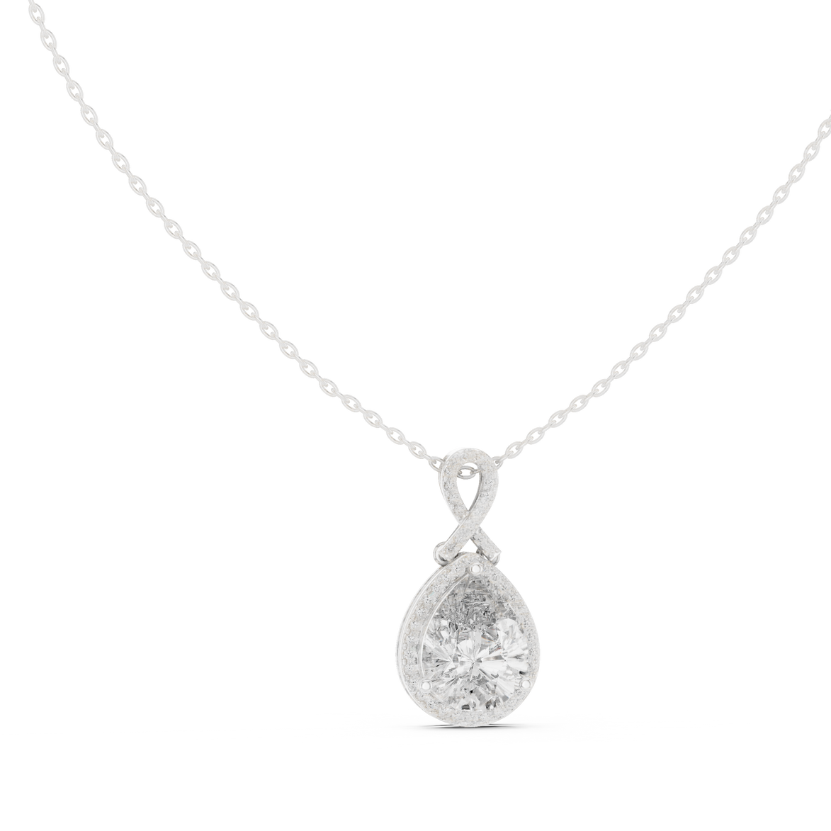 Elegant pear halo diamond pendant in gold with lab grown diamonds by Signora Jewels