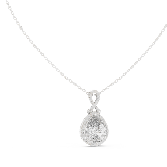 Elegant pear halo diamond pendant in gold with lab grown diamonds by Signora Jewels