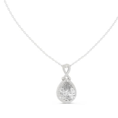 Elegant pear halo diamond pendant in gold with lab grown diamonds by Signora Jewels