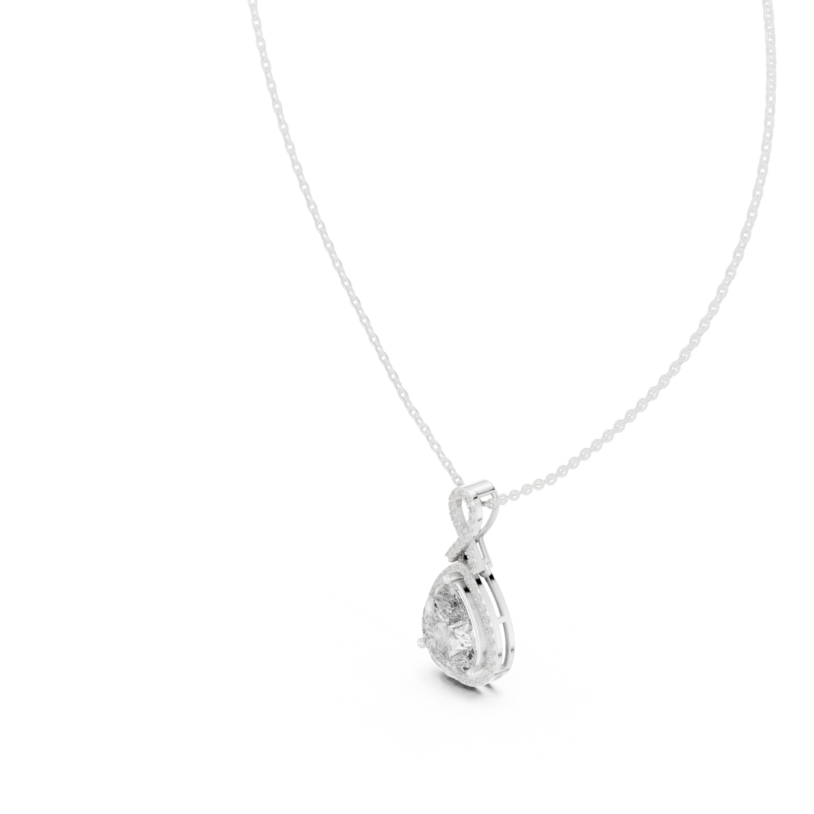 Elegant pear halo diamond pendant in gold with lab grown diamonds by Signora Jewels