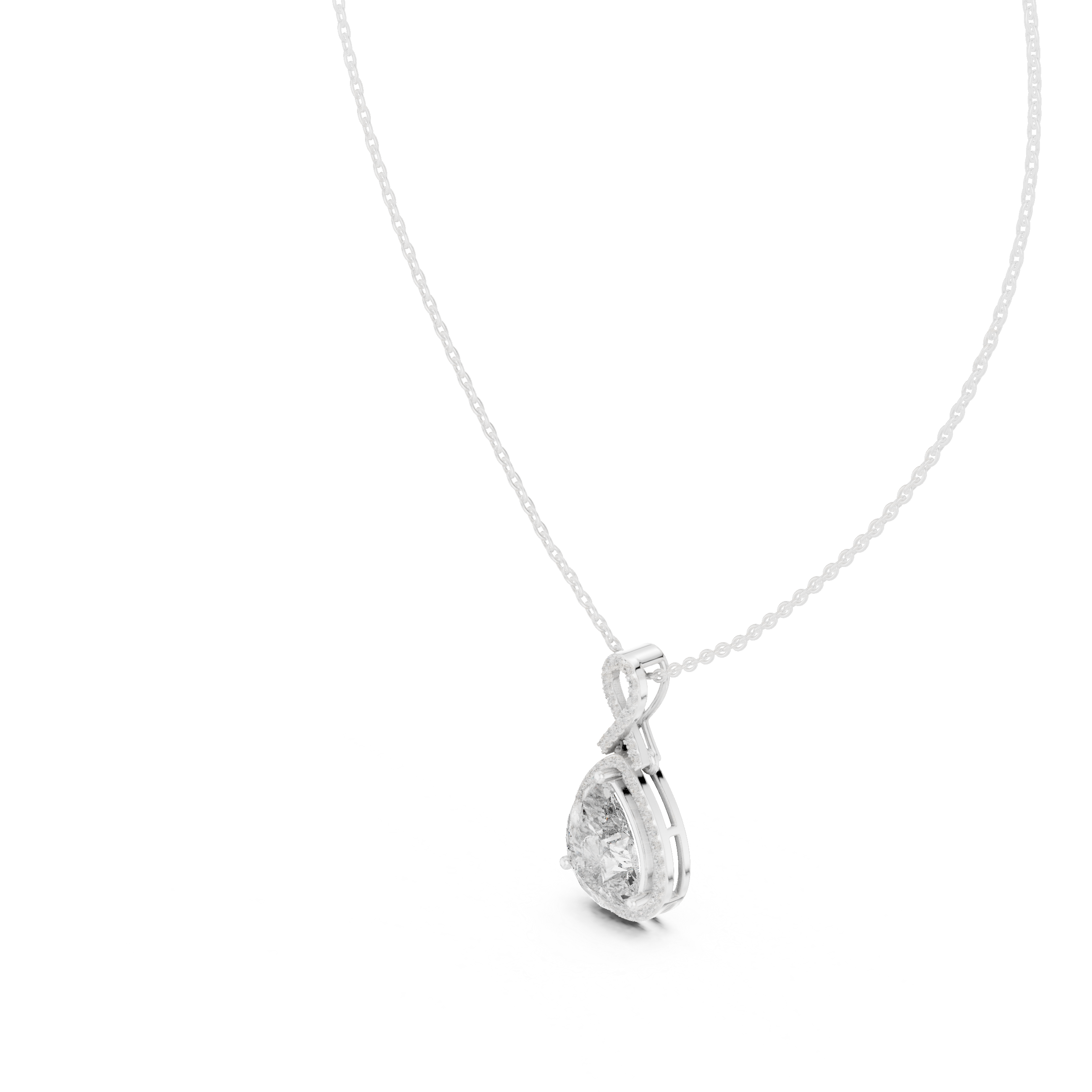 Elegant pear halo diamond pendant in gold with lab grown diamonds by Signora Jewels