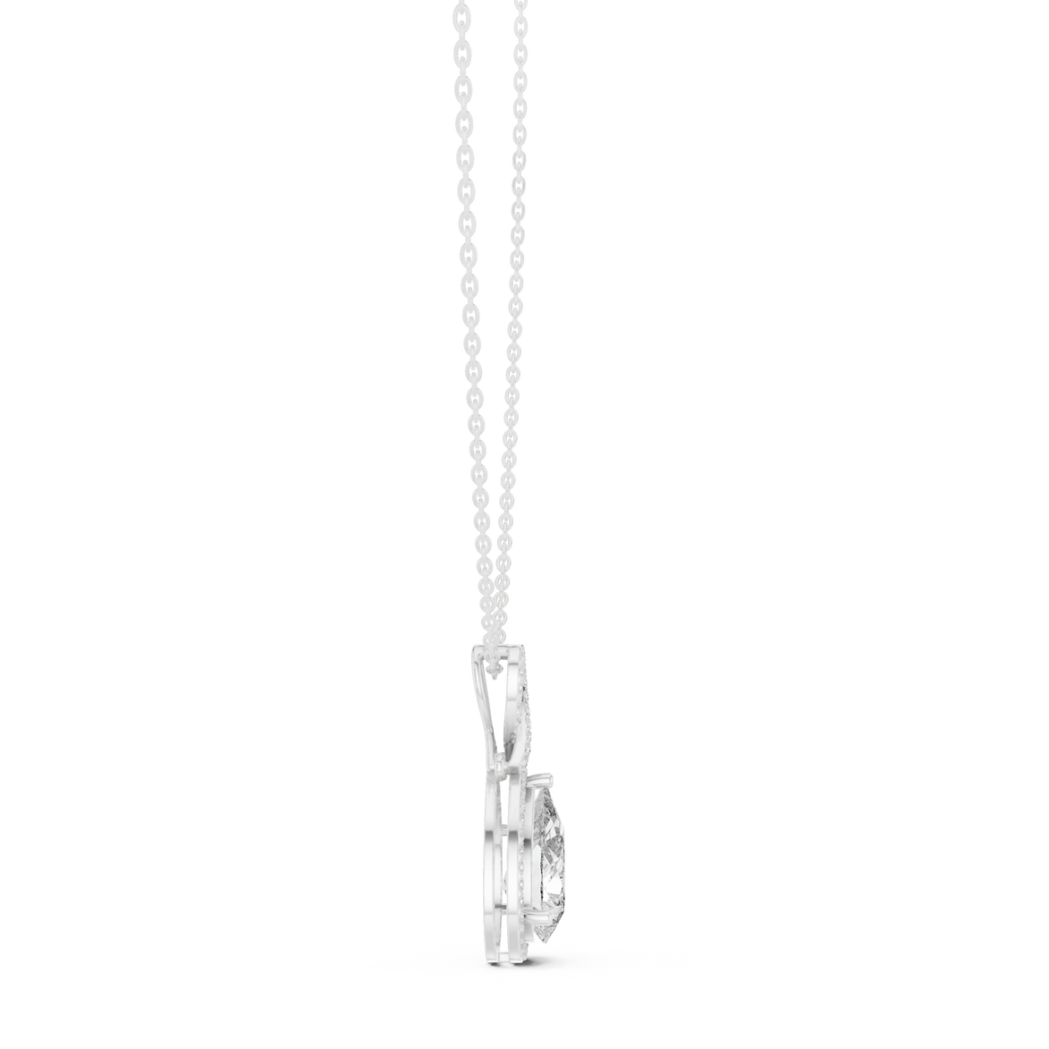 Elegant pear halo diamond pendant in gold with lab grown diamonds by Signora Jewels