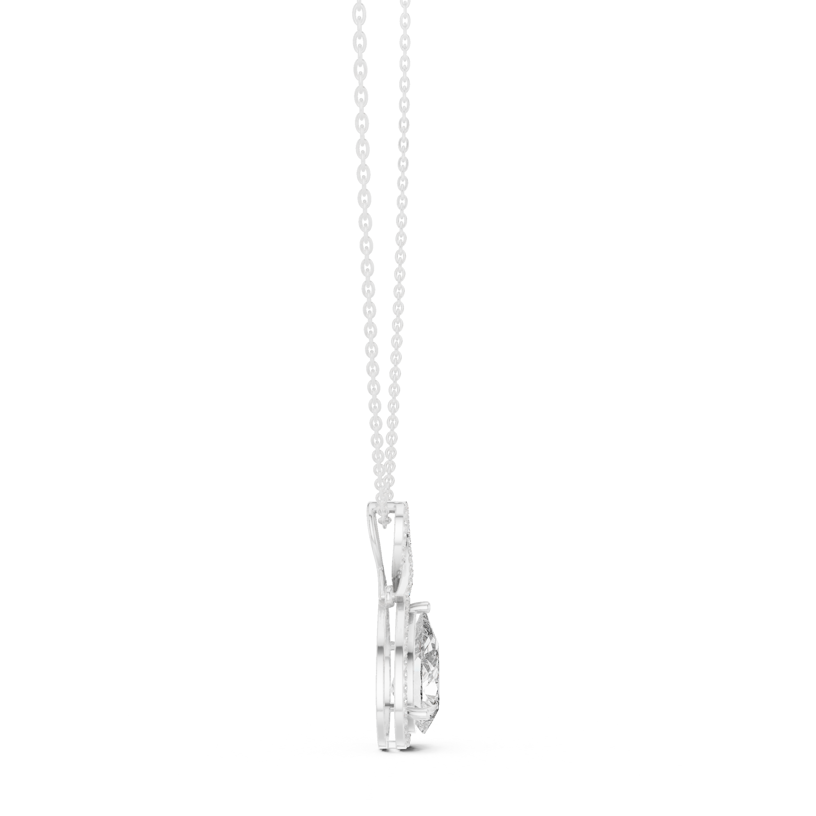 Elegant pear halo diamond pendant in gold with lab grown diamonds by Signora Jewels