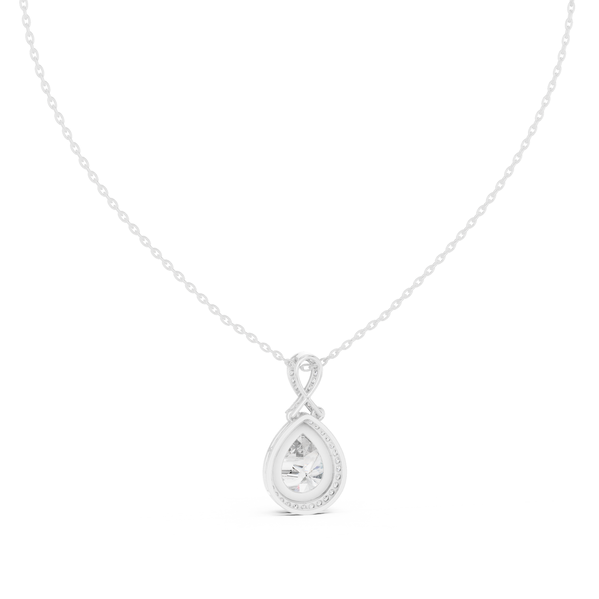 Elegant pear halo diamond pendant in gold with lab grown diamonds by Signora Jewels