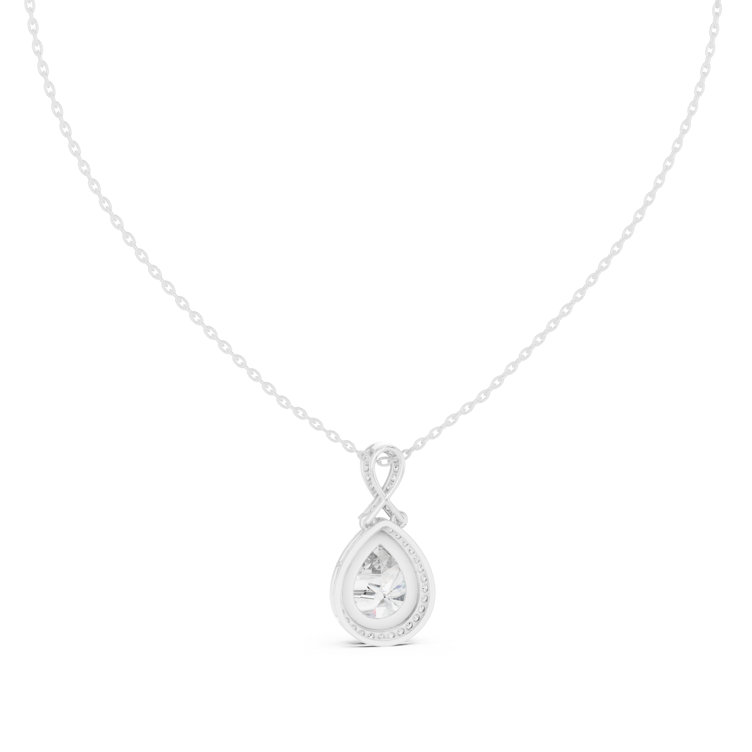 Elegant pear halo diamond pendant in gold with lab grown diamonds by Signora Jewels