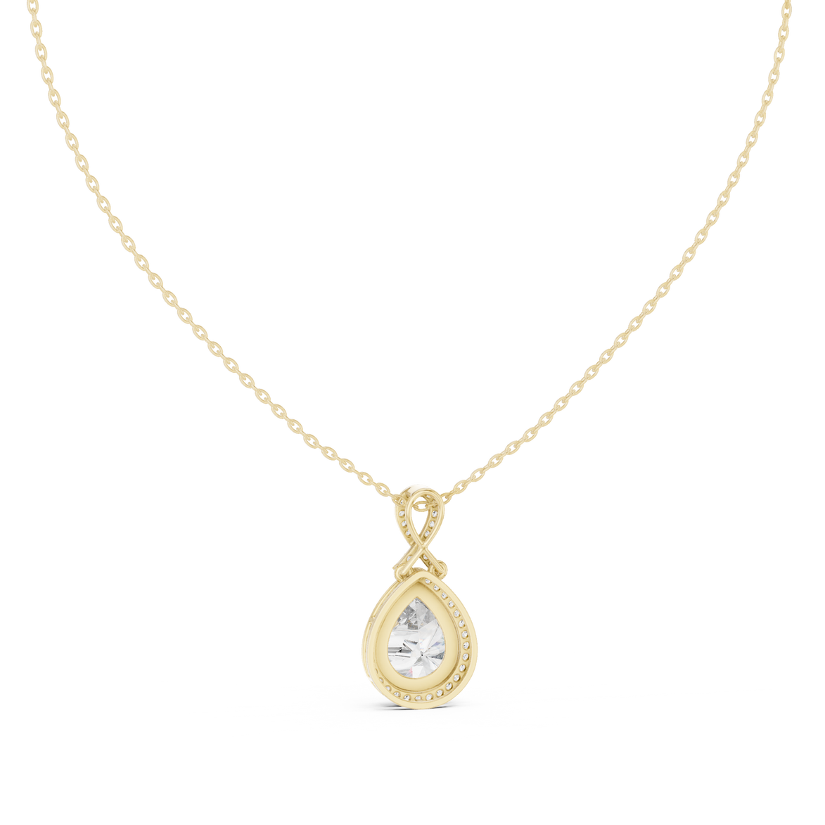 Elegant pear halo diamond pendant in gold with lab grown diamonds by Signora Jewels