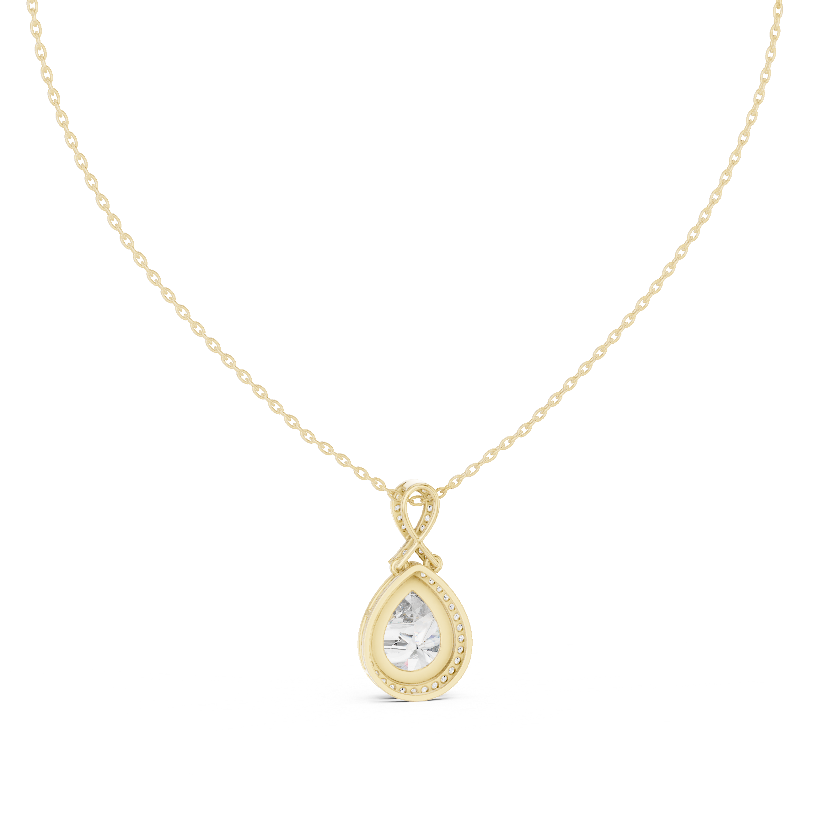 Elegant pear halo diamond pendant in gold with lab grown diamonds by Signora Jewels
