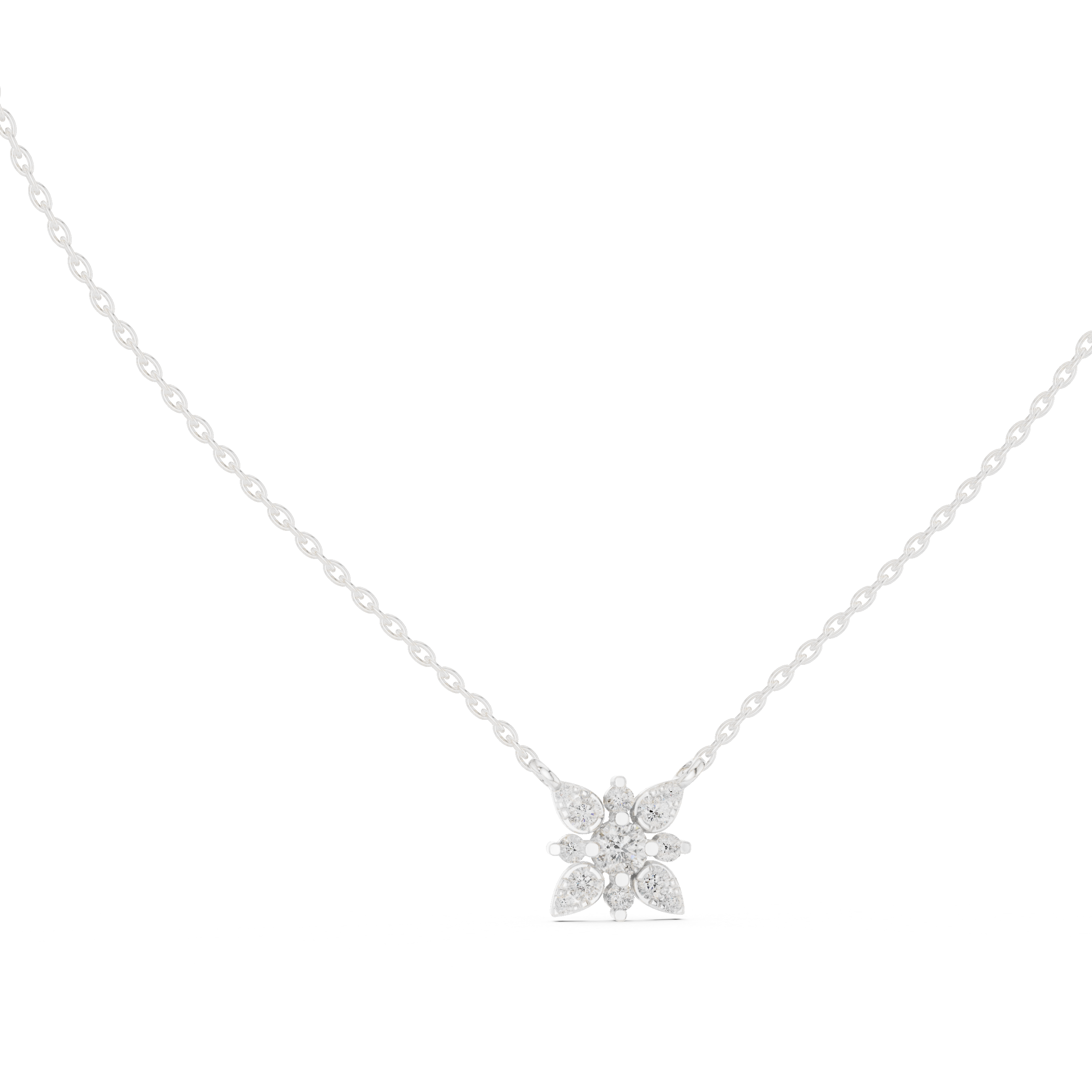 Elegant floral diamond pendant in gold with lab grown diamonds by Signora Jewels
