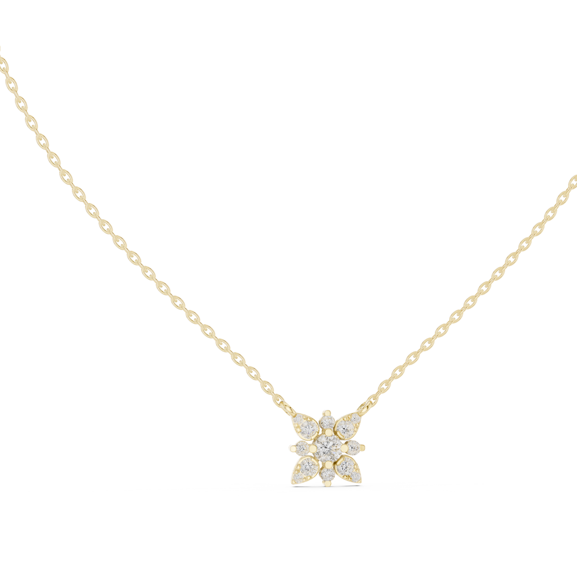 Elegant floral diamond pendant in gold with lab grown diamonds by Signora Jewels