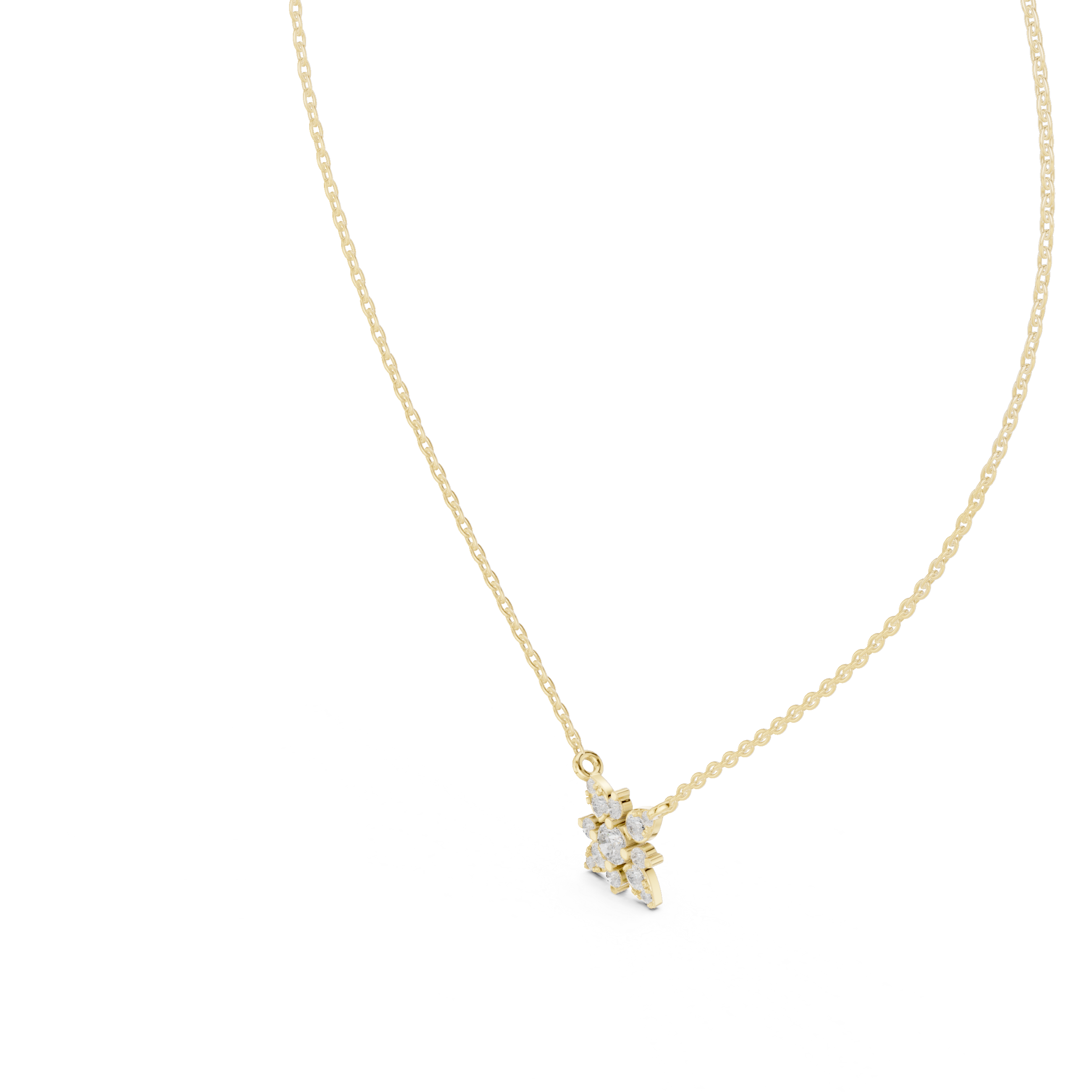 Elegant floral diamond pendant in gold with lab grown diamonds by Signora Jewels