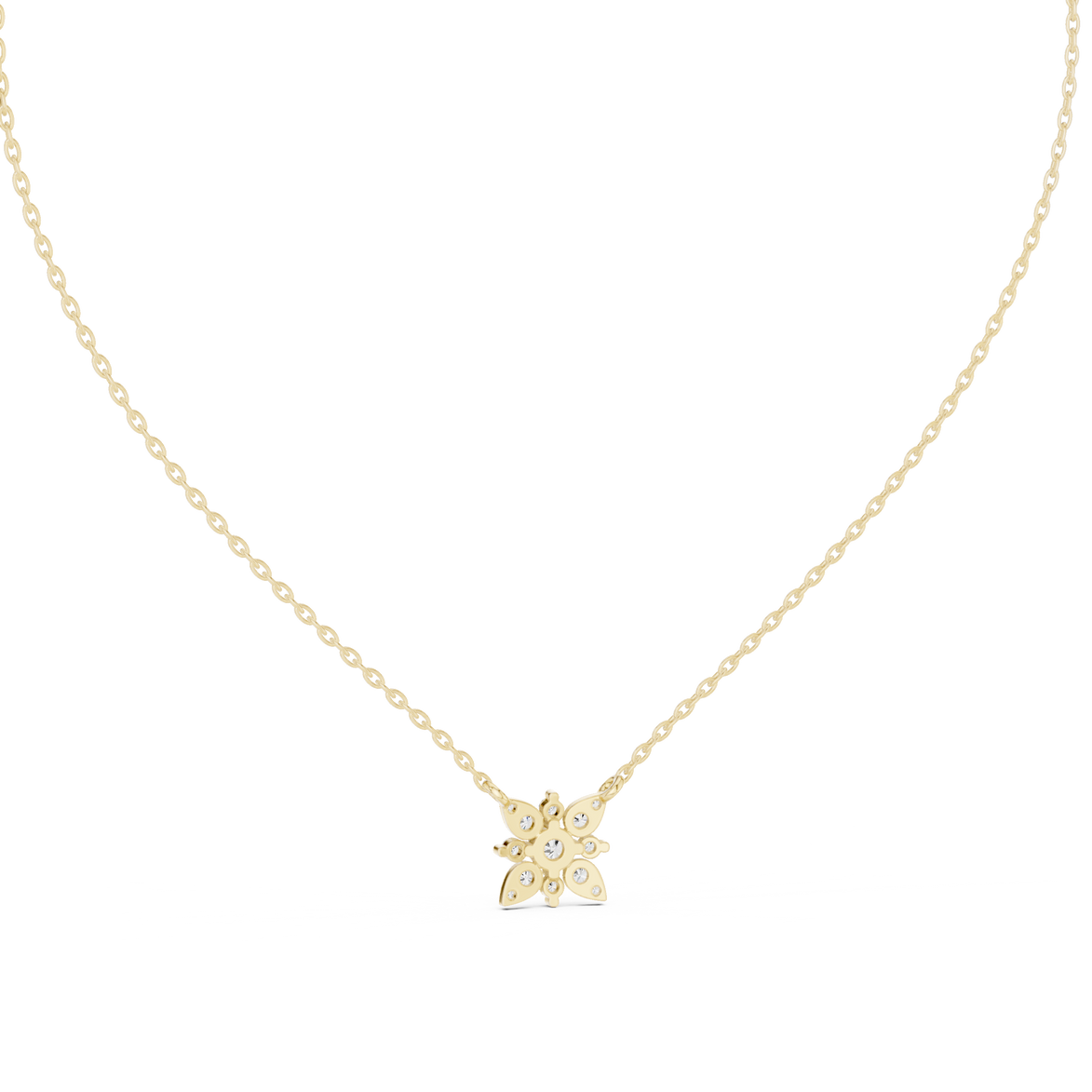 Elegant floral diamond pendant in gold with lab grown diamonds by Signora Jewels