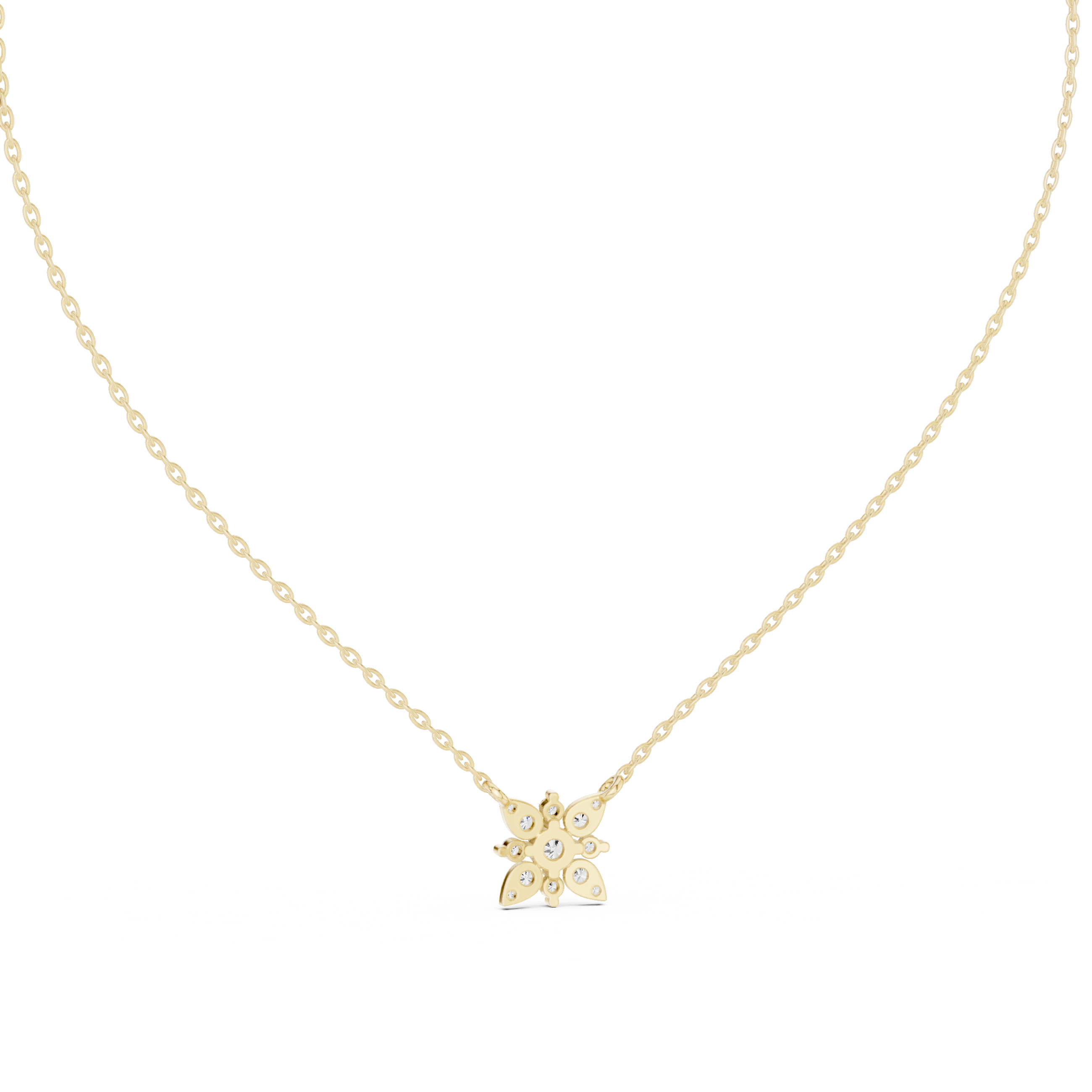 Elegant floral diamond pendant in gold with lab grown diamonds by Signora Jewels